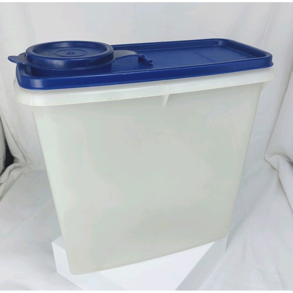 TUPPERWARE #469-2 FROSTED CEREAL KEEPER WITH DARK BLUE FLIP LID